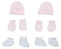 Girls Cap, Booties and Mittens 6 Piece Layette Set