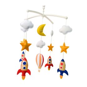 Handmade Non-Woven Baby Crib Mobile Outer Space Rocket Musical Mobile Crib Toy Nursery Room Decor, Red Blue