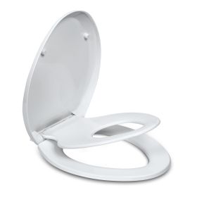 Elongated Toilet Seats with Built in Potty Training Seat;  Magnetic Kids Seat and Cover;  Slow Close;  Fits both Adult and Child;  Plastic;  White