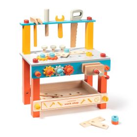 ROBUD Wooden Workbench Set for Kids Toddlers, Pretend Play Construction Toys Kit Gift for Girls & Boys