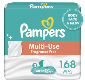Pampers Baby Wipes Expressions Fragrance Free 3X Pop-Top Packs 168 Ct