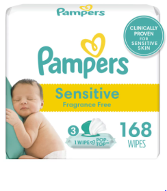 Pampers Baby Wipes Sensitive Perfume Free 3X Pop-Top Packs 168 Count