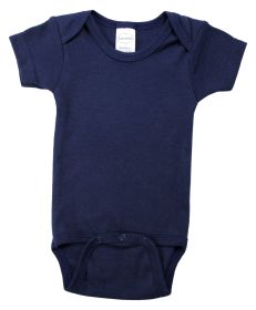 Navy Interlock Short Sleeve Bodysuit Onezie (Color: navy, size: large)