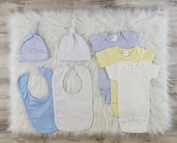 7 Pc Layette Baby Clothes Set (Color: Blue/White/Yellow, size: large)