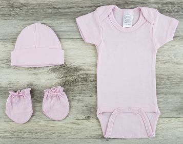 3 Pc Layette Baby Clothes Set (Color: Pink, size: Newborn)