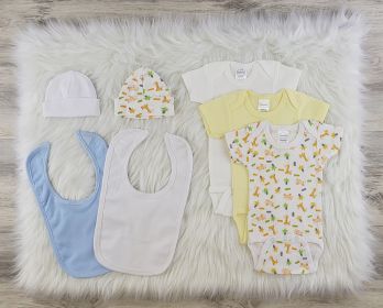 7 Pc Layette Baby Clothes Set (Color: White/Blue/Yellow, size: small)