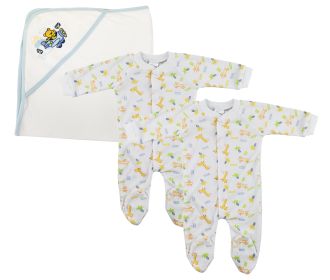 Boy Closed-toe Sleep & Play (Pack of 3 ) (Color: White/Blue, size: medium)