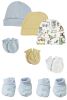 Preemie Baby Boy Caps with Infant Mittens and Booties - 8 Pack