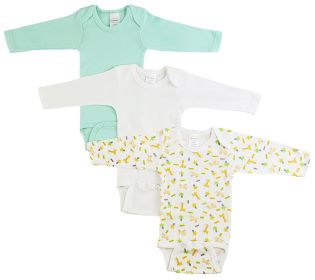 Boys Longsleeve Printed Onezie Variety Pack (Color: White/Aqua/Print, size: Newborn)