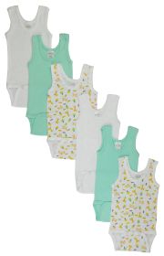 Boys Printed Tank Top 6 Pack (Color: White/Blue, size: Newborn)