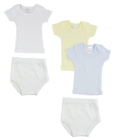 Infant Boys T-Shirts and Training Pants (Color: White/Blue, size: Newborn)