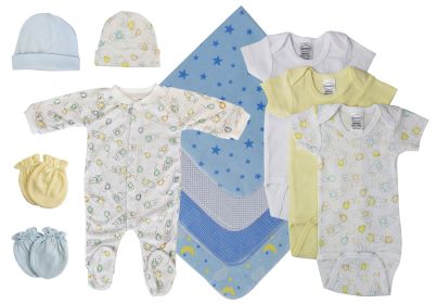 Baby Boy 12 Pc Layette Sets (Color: White/Blue, size: Newborn)