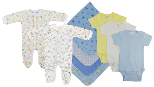 Baby Boy 9 Pc Layette Sets (Color: White/Blue, size: Newborn)