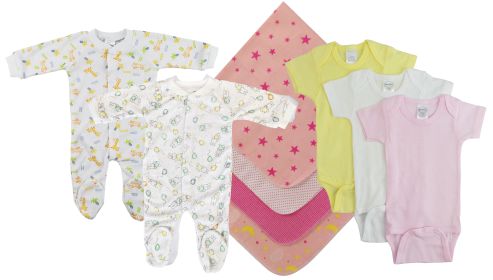 Baby Girls 9 Pc Layette Sets (Color: White/Pink, size: small)