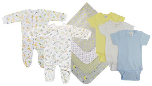 Unisex Baby 9 Pc Layette Sets (Color: White/Yellow, size: Newborn)