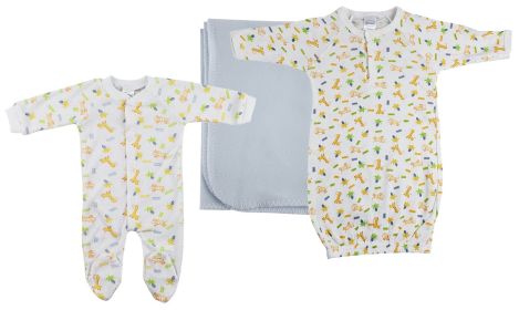 Boy Newborn Baby 3 Pc Layette Sets (Color: White/Blue, size: small)