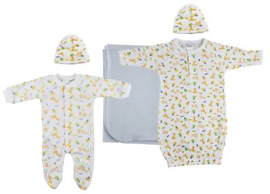 Boy Newborn Baby 5 Pc Layette Sets (Color: White/Blue, size: medium)