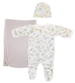 Girls Newborn Baby 3 Pc Layette Sets (Color: White/Pink, size: large)