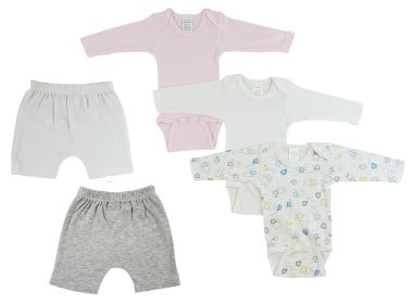 Infant Girls Long Sleeve Onezies and Shorts (Color: White/Grey, size: Newborn)