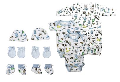 Newborn Baby Boys 9 Pc Layette Baby Shower Gift Set (Color: White/Blue, size: Newborn)