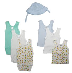 Boys Summer 7 Piece Layette Set (Color: White/Blue, size: medium)