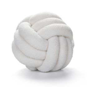 Soft Knot Ball Pillows Throw Knotted Handmade Round Plush Pillow (Color: White, size: 35CM)