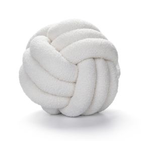 Soft Knot Ball Pillows Throw Knotted Handmade Round Plush Pillow (Color: White, size: 28CM)