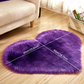 1pc Heart-Shaped Faux Sheepskin Area Rug - Soft and Plush Carpet for Home, Bedroom, Nursery, and Kid's Room - Perfect for Home Decor and Comfort (Color: Purple, size: 19.69*23.62inch)