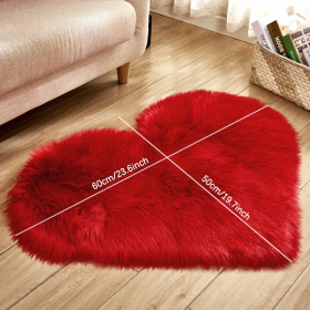 1pc Heart-Shaped Faux Sheepskin Area Rug - Soft and Plush Carpet for Home, Bedroom, Nursery, and Kid's Room - Perfect for Home Decor and Comfort (Color: Red, size: 19.69*23.62inch)