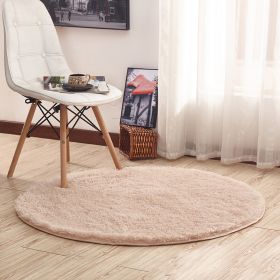 Round Rug for Bedroom, Fluffy Round Circle Rug for Kids Room (Color: Khaki, size: 160x160cm)