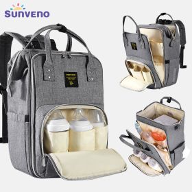 Sunveno Stylish Upgrade Diaper Bag Backpack Multifunction Travel BackPack Maternity Baby Changing Bags 20L Large Capacity (Color: gray)