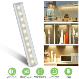 Wireless Motion Sensor Under Cabinet Closet LED Light Kitchen Counter Night Lamp (Color: Warm hite, Number: 3Pcs)